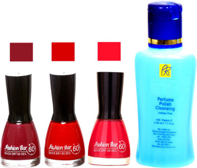 

Fashion Bar Strengthening Nail Polish Remover,Mauve,Red,Sweet Pink Nail Polish 52447(Set of 4)