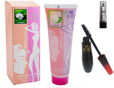 

ADS Cleansing Jasmine scrub gel / Kajal With Mascara(Set of 3)