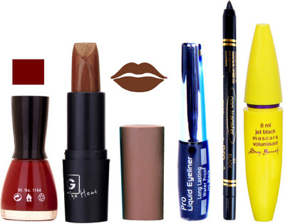 

Rythmx Lipstick, Nail Polish, Eyeliner,Black Kajal Makeup Combo Kit 1337(Set of 5)