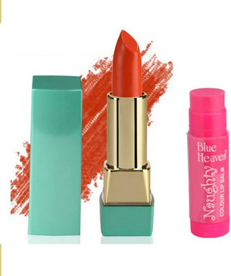 

Blue Heaven Mintz Glossy Lipstick (Sunset Orange) & Naughty Color Lip Balm (Bubble Gum)(Set of 2)