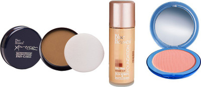 

Blue Heaven Xpression Pan Cake (76), Oil Free Foundation (Cream Beige) & Silk On Face Compact (PINK) Combo.(Set of 3)