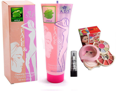 

ADS Cleansing Apple scrub gel / Kajal With 3926 Makeup Kit(Set of 3)
