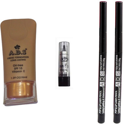 

ADS Liquid Foundation / Lip Liner / Kajal(Set of 4)