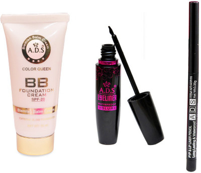 ADS BB Cream (SPF-20) / Waterproof Eyeliner / Lip Liner(Set of 3)