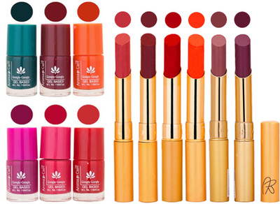 

Aroma Care Famous Combo of Nail Polish with Rythm Long Lasting Lipstick Sets 183201800(Set of 12)