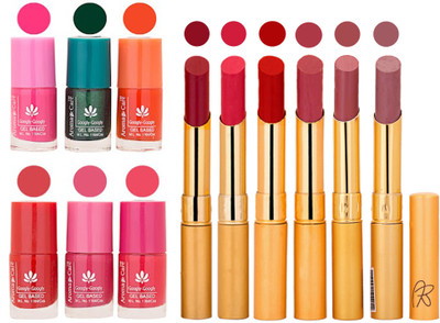 

Aroma Care Perfect Combo of Nail Polish and Rythm Lipstick Popular Shades in Wholesale Rate 2332017024(Set of 12)