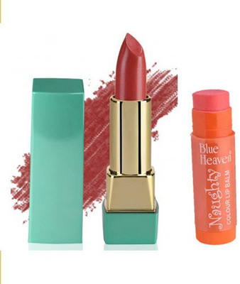 

Blue Heaven Mintz Glossy Lipstick (Muddy Pink) & Naughty Color Lip Balm (Orange)(Set of 2)