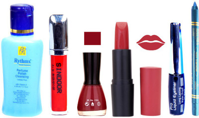 

Rythmx Remover, OTG Lipstick, Sindoor, Nail Polish,EyeLiner, Remover,Turqoise Blue Kajal, Makeup kit Combo 10013(Set of 6)