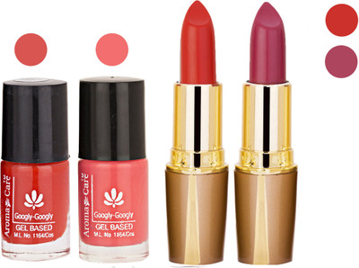 

Aroma Care Orange Nail Polish + Red Lipstick Combo 2907201681(Set of 4)