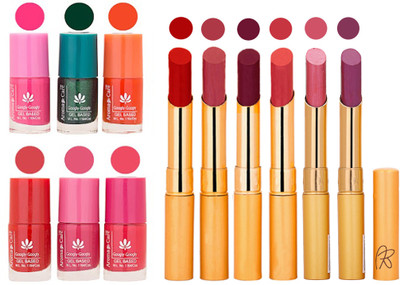 

Aroma Care Perfect Combo of Nail Polish and Rythm Lipstick Popular Shades in Wholesale Rate 2332017113(Set of 12)