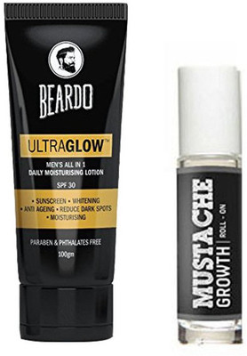 Beardo ultraglow lotion and beardo roll on(Set of 2)