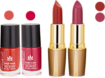 

Aroma Care Orange Nail Polish + Maroon Lipstick Combo 2907201660(Set of 4)