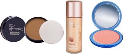 

Blue Heaven Xpression Pan Cake (76), Oil Free Foundation (Natural Beige) & Silk On Face Compact (PINK)(Set of 3)