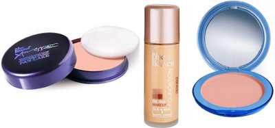 

Blue Heaven Xpression Pan Cake,Oil Free Foundation & Silk On Face Compact Combo.(Set of 3)
