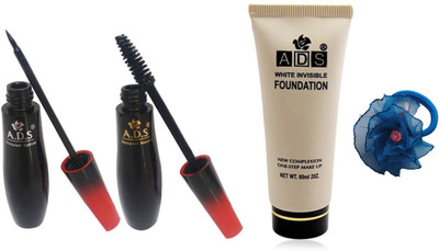 

ADS Waterproof Eyeliner / Mascara / White Invisible Foundation / Band(Set of 4)