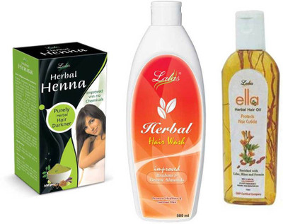 

Lalas Herbal Hair Wash Shampoo,Ella Herbal HairOil and Herbal Henna(Set of 3)