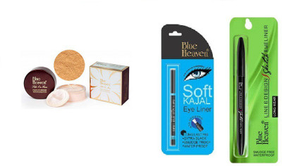 

Blue Heaven silk on face powder with foundation,kajal,sketch liner(Set of 3)