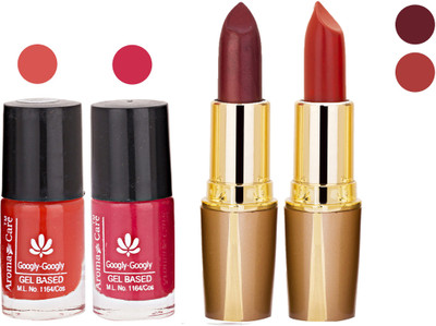 

Aroma Care Orange Nail Polish + Brown Lipstick Combo 2907201616(Set of 4)