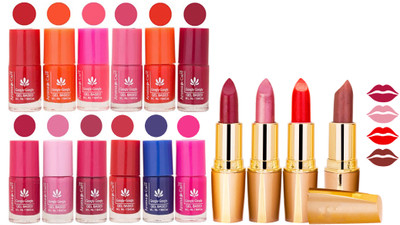 

Aroma Care Gel Nail Polish Set Quick Dry, Long Lasting and Creamy Matte Lipstick Combo 1120(Set of 16)
