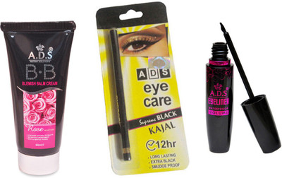 

ADS BB Cream / Eye Care Kajal / Waterproof Eyeliner(Set of 3)
