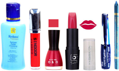 

Rythmx Remover, OTG Lipstick, Sindoor, Nail Polish,EyeLiner, Remover,Turqoise Blue Kajal, Makeup kit Combo 10038(Set of 6)