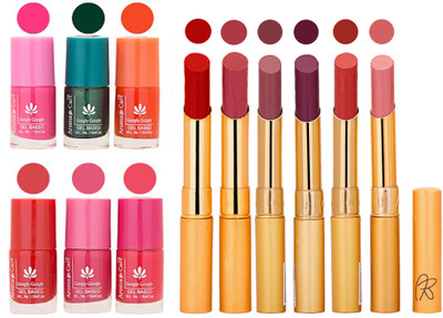 

Aroma Care Perfect Combo of Nail Polish and Rythm Lipstick Popular Shades in Wholesale Rate 2332017126(Set of 12)