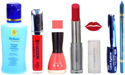 

Rythmx Lipstick And Nail Polish + Eyliner + Sindoor + Remover + Kajal Makeup Combo Pack(Set of 6)