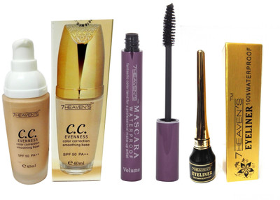 

Out Of Box 7 Heaven'S Cc Makeup Base Foundation 40ml And Waterproof Eyeliner 4.3ml With Mascara 10 Ml(Set of 3)