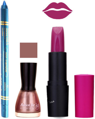 

Fashion Bar Nail Polish , otg Lipstick , Turquoise Blue Kajal Combo83(Set of 3)