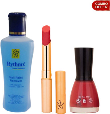 

Rythmx RythmX Orange Lipstick +Nail Polish Combo 2206201654(Set of 3)