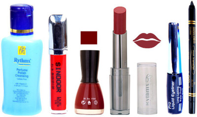 

Rythmx Lipstick And Nail Polish + Eyliner + Sindoor + Remover + Kajal Makeup Combo Pack(Set of 6)
