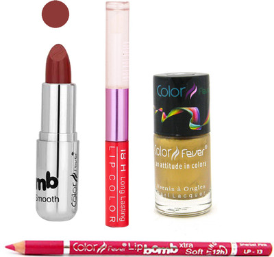 

Color Fever Lipstick+ Nail Polish Combo 502(Set of 4)