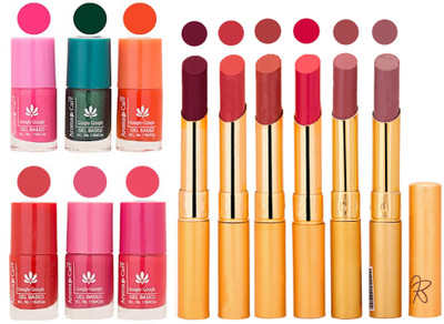 

Aroma Care Perfect Combo of Nail Polish and Rythm Lipstick Popular Shades in Wholesale Rate 2332017135(Set of 12)