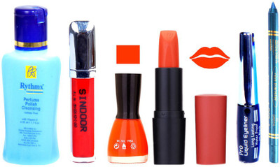 

Rythmx Remover, OTG Lipstick, Sindoor, Nail Polish,EyeLiner, Remover,Turqoise Blue Kajal, Makeup kit Combo 10010(Set of 6)