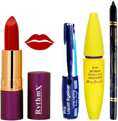 

Rythmx Lipstick ,Black Eyeliner,Kajal, Jet Mascara Makeup Combo Pack(Set of 4)