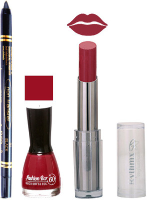 

Rythmx Lipstick , Nail Polish And Stay On Black Kajal Makeup Combo 991(Set of 3)