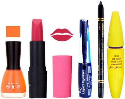 

Rythmx Lipstick, Nail Polish, Eyeliner,Black Kajal Makeup Combo Kit 1358(Set of 5)