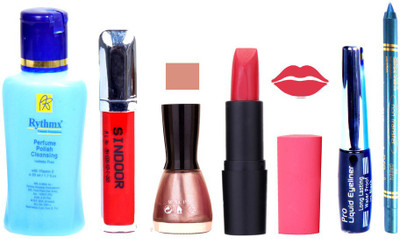 

Rythmx Remover, OTG Lipstick, Sindoor, Nail Polish,EyeLiner, Remover,Turqoise Blue Kajal, Makeup kit Combo 10035(Set of 6)
