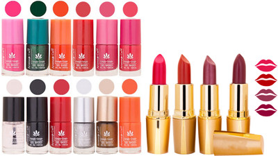 

Aroma Care Gel Nail Polish Set Quick Dry, Long Lasting and Creamy Matte Lipstick Combo 1279(Set of 16)