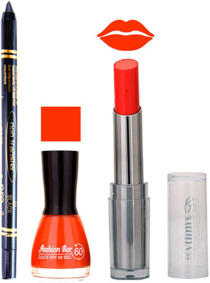 

Rythmx Lipstick , Nail Polish And Stay On Black Kajal Makeup Combo 1085(Set of 3)