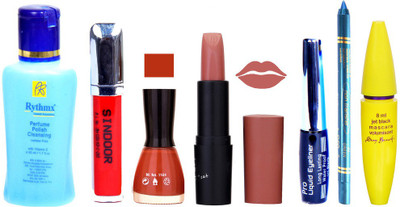 

Rythmx Remover + OTG Lipstick And Nail Polish, Eyliner, Sindoor, Kajal, Mascara Makeup Combo(Set of 7)