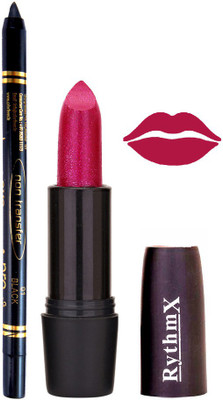 

Rythmx Shimmer Mazanta Lipstick And Pro Non Transfer Black Kajal 38101(Set of 2)