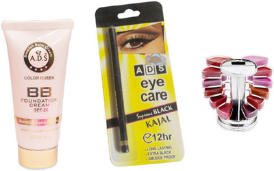 

ADS BB Cream (SPF-20) / Eye Care Kajal / Lipgloss Palette(Set of 3)