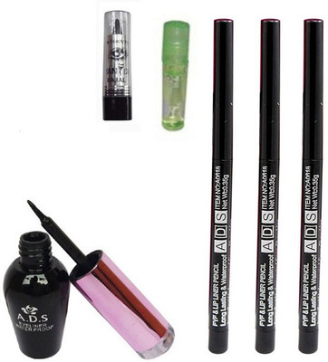 

ADS 1612 Eyeliner, Kajal, Lip Liner Pencils, Lip Gloss(Set of 6)