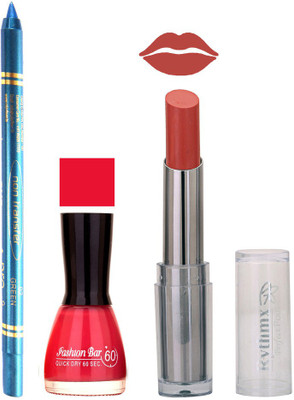 

Rythmx Lipstick , Nail Polish And Turquoise Blue Kajal Makeup Combo 1160(Set of 3)
