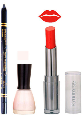 

Rythmx Lipstick , Nail Polish And Stay On Black Kajal Makeup Combo 985(Set of 3)