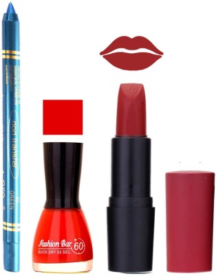 Flipkart - Fashion Bar Nail Polish , otg Lipstick , Turquoise Blue Kajal Combo47(Set of 3)