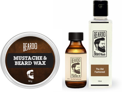 Beardo The Old Fashioned Beard Oil (30ml), Wash (100ml) & Wax (50g) Combo(Set of 3)