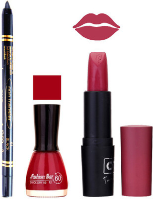 

Fashion Bar Nail Polish , OTG Lipstick , Black Kajal Combo 40(Set of 3)