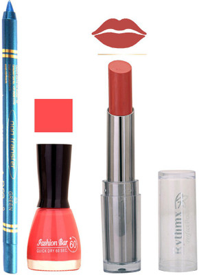 

Rythmx Lipstick , Nail Polish And Turquoise Blue Kajal Makeup Combo 1178(Set of 3)